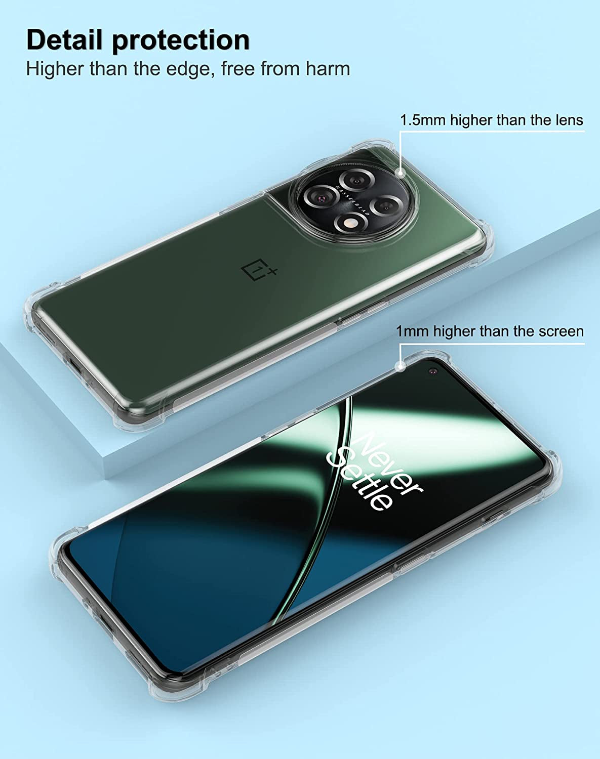 Foluu for Oneplus 11 Case, for Oneplus 11 Phone Case Clear, Scratch Resistant Reinforced Corners TPU Rubber Soft Skin Silicone Protective Case Cover for Oneplus 11 2023 (Crystal Clear)  Foluu   