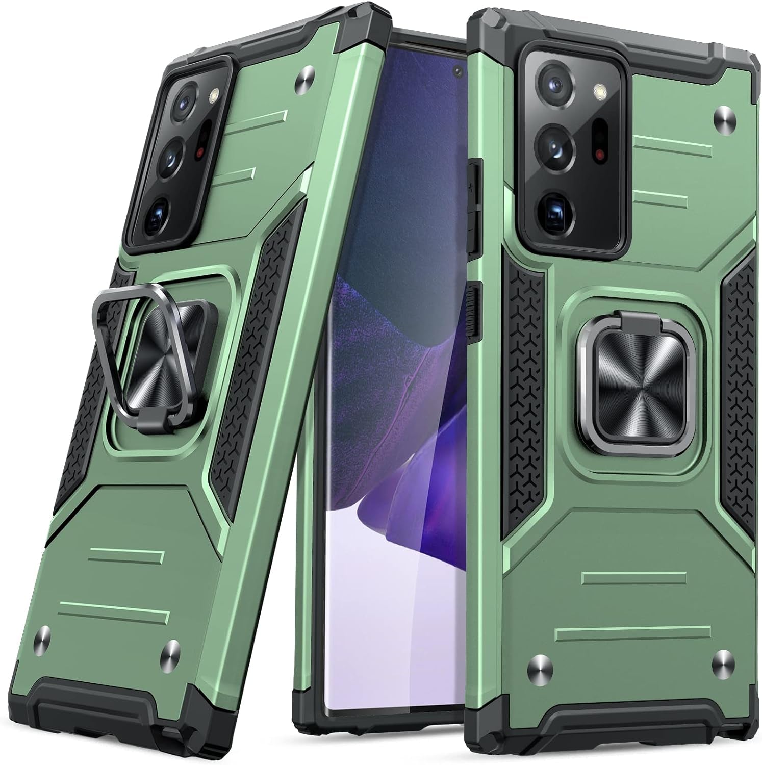 JAME for Samsung Galaxy Note 20 Ultra Case, Military-Grade Drop Protective Phone Case Cover for Note 20 Ultra, with Metal Ring Holder Kickstand for Galaxy Note 20 Ultra Case, Red  JAME Army Green  