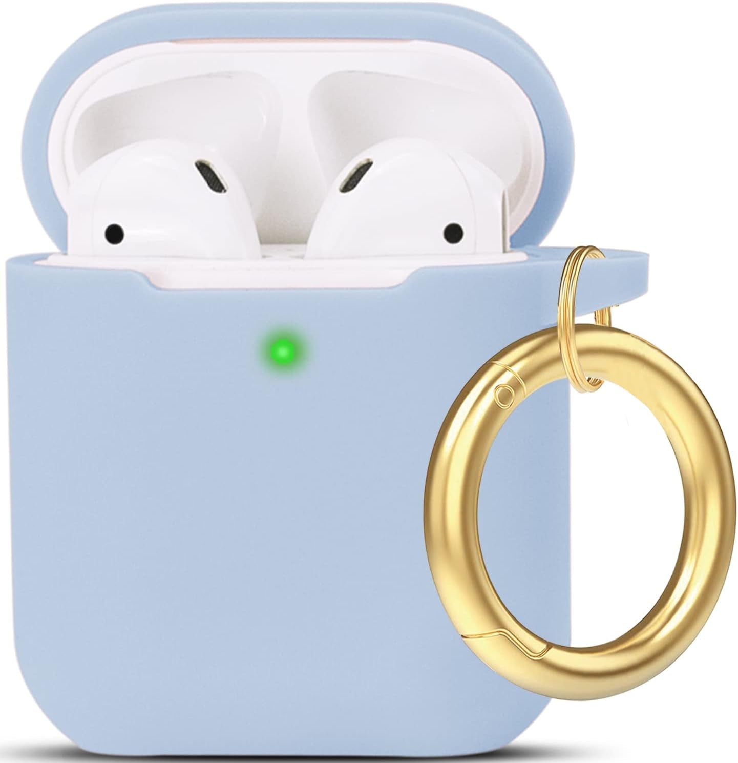 Cheetah Silicone Airpods Case, Gawnock Soft Earpod Case Cover Flexible for Airpods 2Nd/1St Generation Floral Print Cover for Women Girls with Keychain - Khaki Leopard  Gawnock Sky Blue  