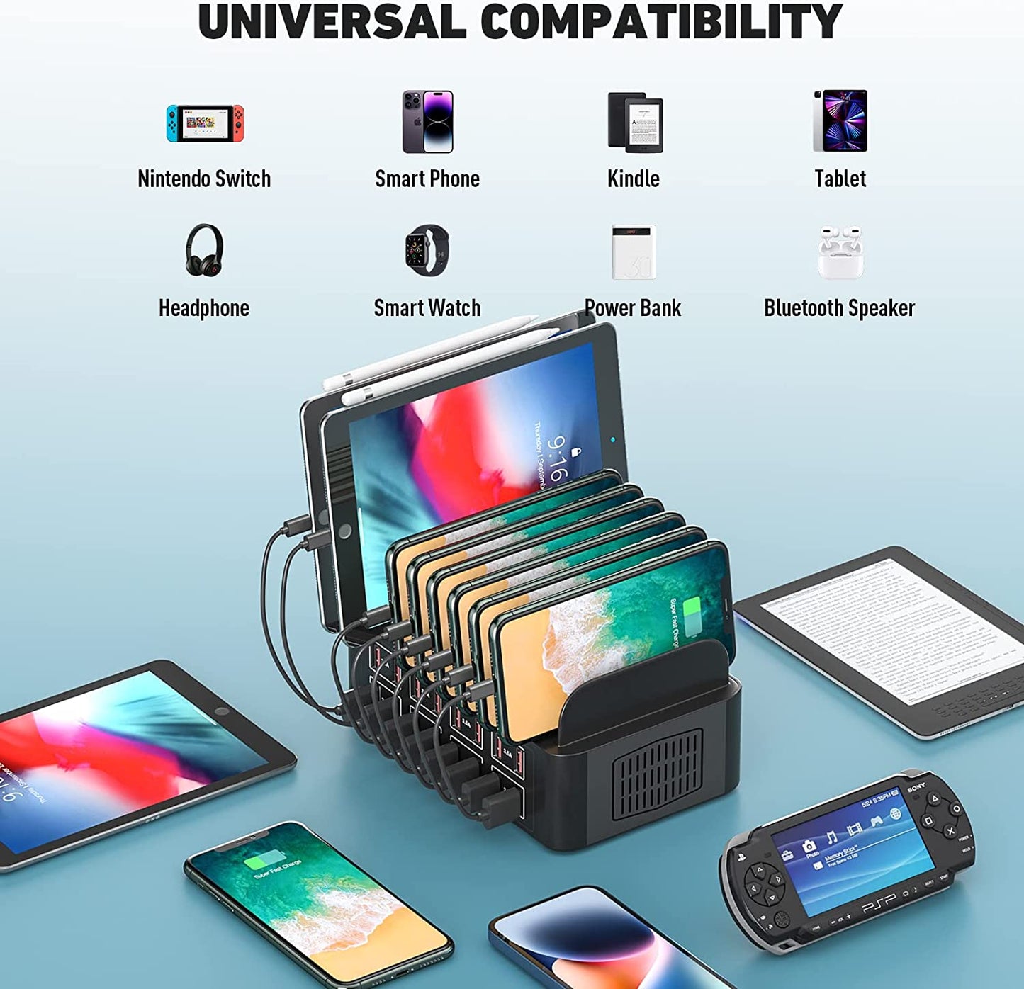 Charging Station for Multiple Devices, 16 Ports Fast Charging Station, 175W 35A Multi USB Charger Station,Travel USB Charging Station for Multiple Devices,Charging Dock  shenzhenshilvxiaoxiadianzishangwukejiyouxiangongsi   
