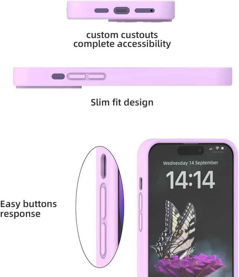 SOH Iphone 14 Pro Silicone Case 6.1 Inch Full-Body Shockproof Case with Ultra-Thin Inner Lining Compatible with Apple Iphone 14 Pro (Elegant Purple)  SOH Mingying   