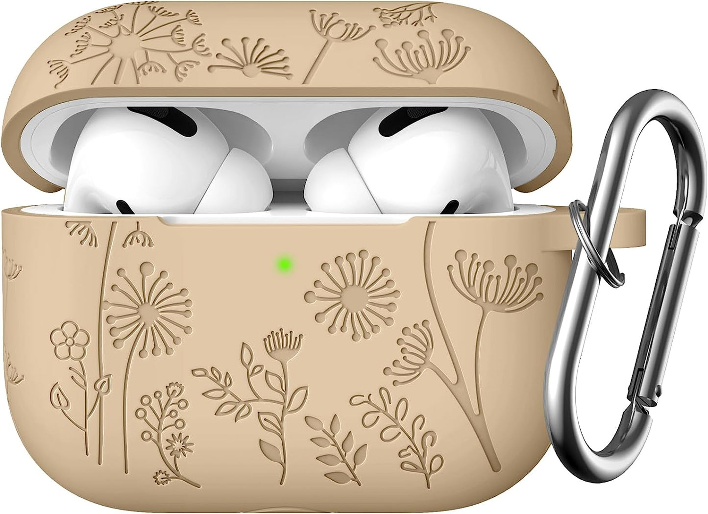 Lerobo Flower Engraved Case Compatible with Airpods Pro 2 Case Cover, Cute Soft Silicone Skin Cover Full Protective Case for Apple Airpods Pro Case 2Nd/1St Generation Front LED Visible, Lilac  Lerobo C-Milk Tea  