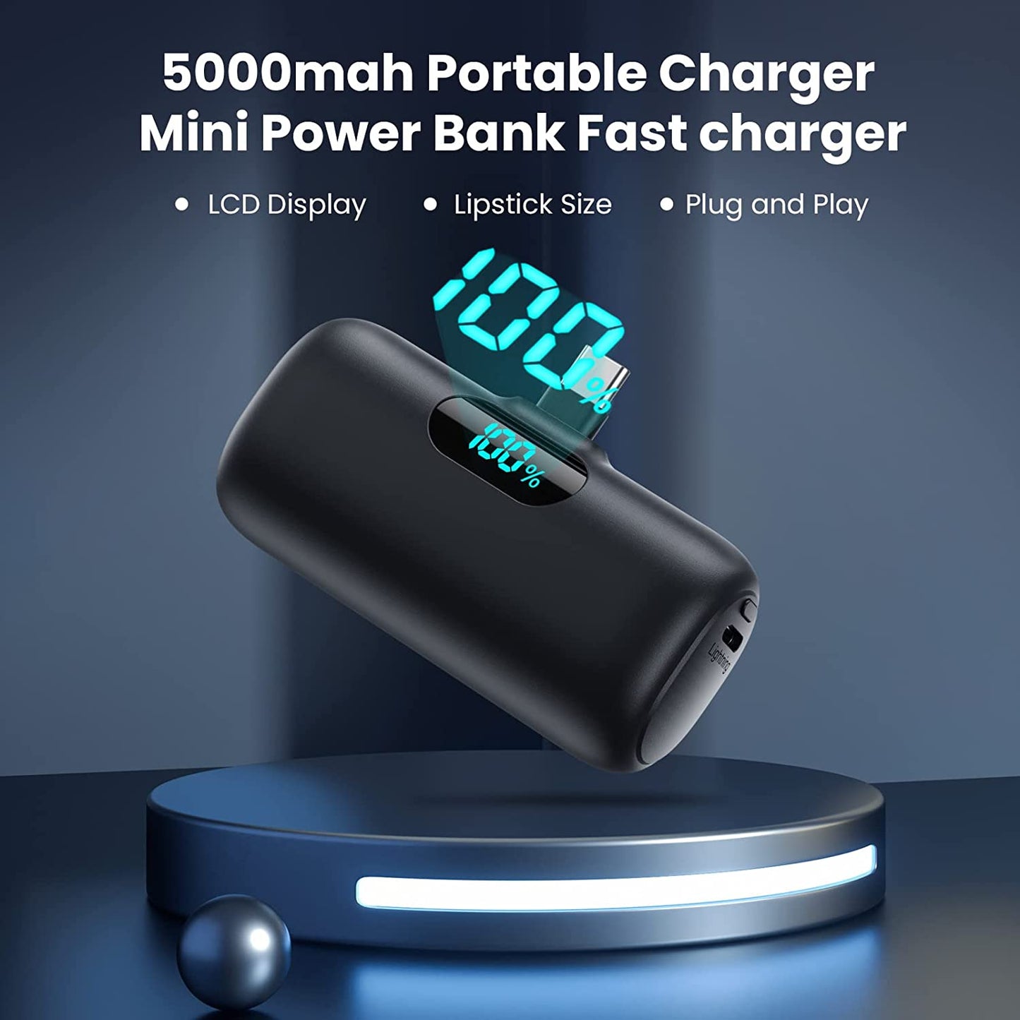 [2-Pack] Mini Portable Charger 5000Mah Power Bank, 3A PD USB C Cell Phone Portable Power, LCD Display Battery Pack Compatible with Android Phone/Samsung Galaxy S22,S21/Note/Moto/Lg/Pixel /Nexus Ect  Dongguan Yuanhaoxun Technology Co.,Ltd.   
