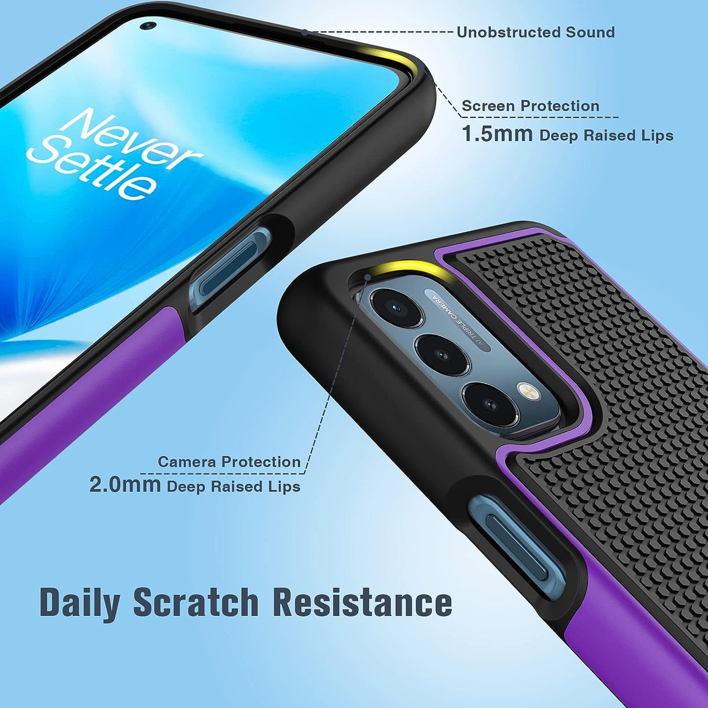 JXVM for Oneplus Nord N200 5G Case: Dual Layer Protective Heavy Duty Cell Phone Cover Shockproof Rugged with Non Slip Textured Back - Military Protection Bumper - 6.49Inch (Black Purple)  binghexin   