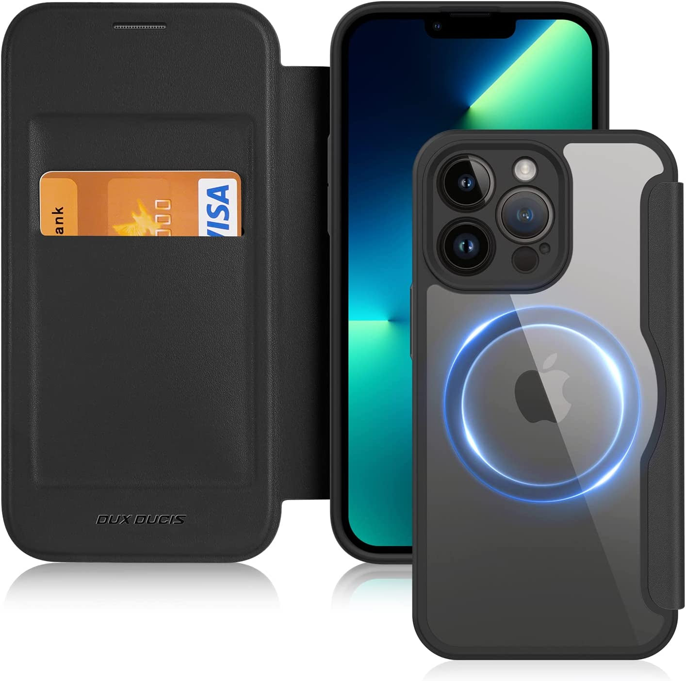 Case for Iphone 14 Pro Max Case Wallet Compatible with Magsafe, Shockproof Full Protective Flip Folio Wallet Case with RFID Blocking Card Slot PU Leather Cover for Iphone 14 Pro Max 6.7"  DUX DUCIS Black iPhone 13 Pro 