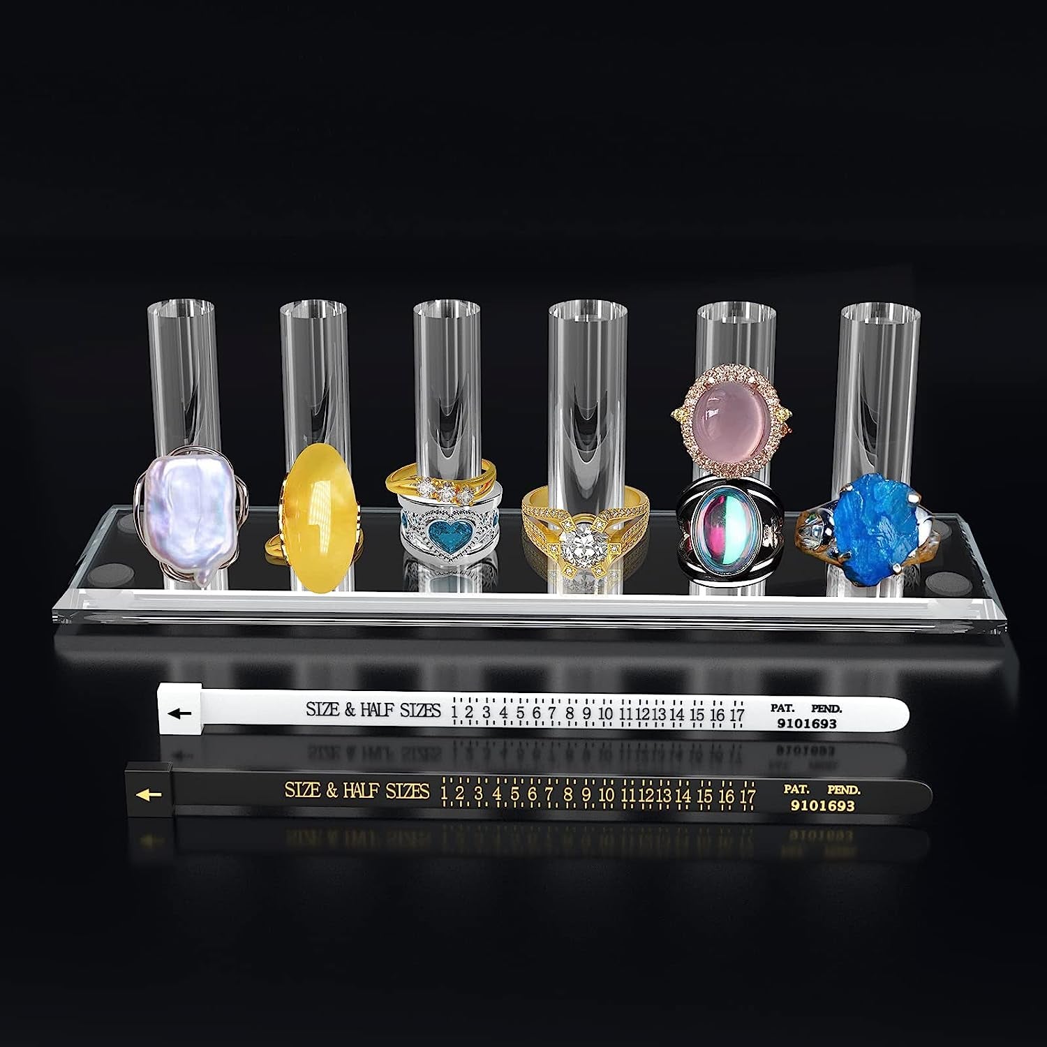 2 Pcs Hand Ring Holder Jewelry Stand, Ring Storage Holder Jewelry Display Stands Crystal Clear Acrylic Finger Ring Jewelry Ring/Wedding Ring Display Support Holder Decorative for Women Girls Room, Clear 2Pcs  N\C Clear  