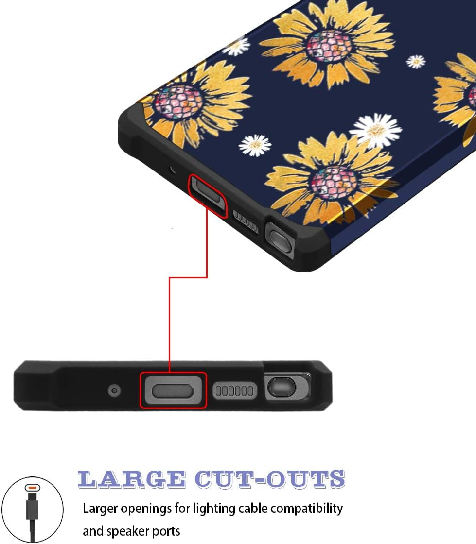Casewind Samsung Note 20 Case, Samsung Galaxy Note 20 Case Sunflower Shiny 2 in 1 Hard PC & Soft Silicone Hybrid Shockproof Anti-Scratch Rugged Bumper Protective Cover Galaxy Note 20 Case 5G,Navy Blue  Casewind   
