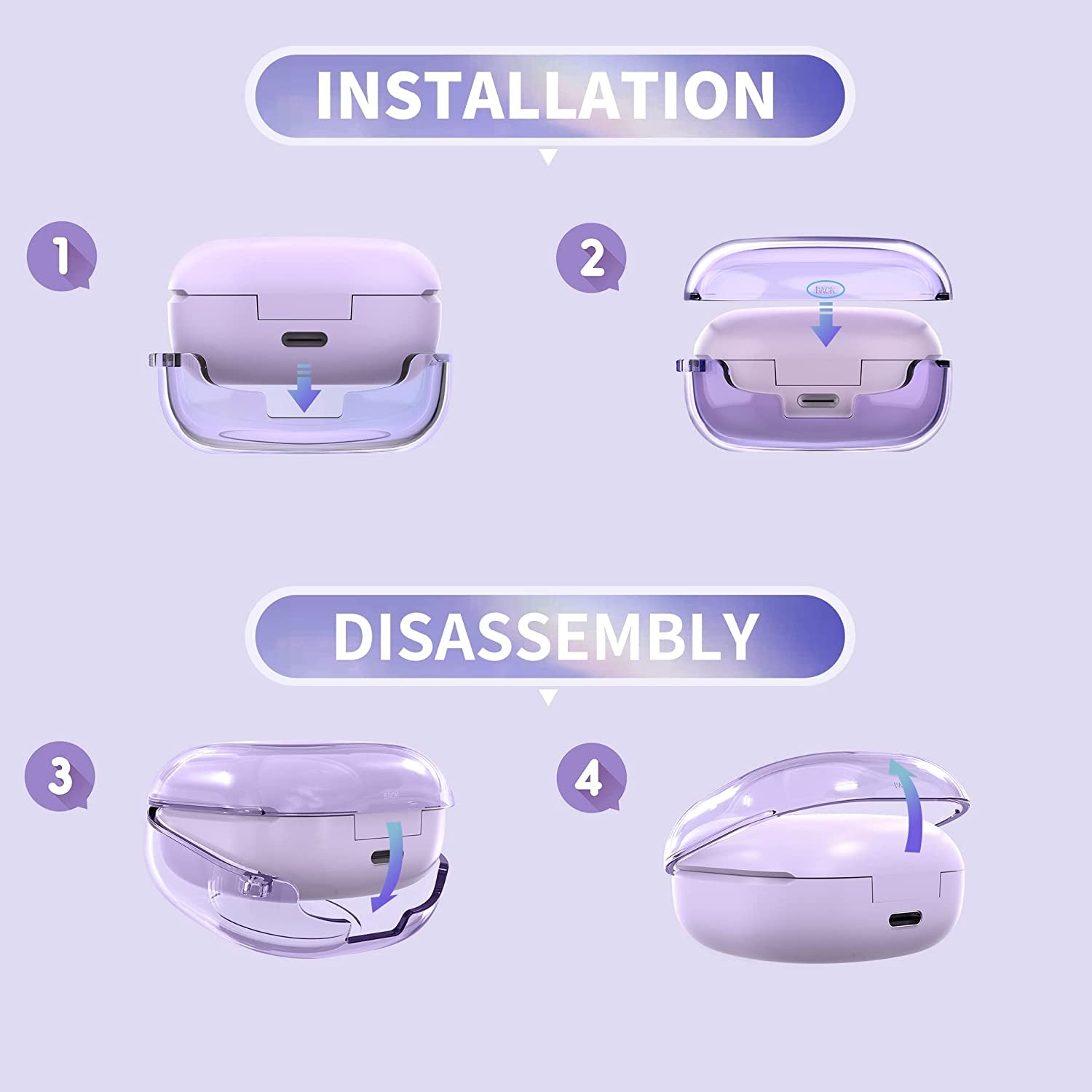 CACOE Transparent Cute Case for Samsung Galaxy Buds 2 Pro Case (2022)/ Samsung Galaxy Buds Pro (2021)/Galaxy Buds 2 /Galaxy Buds Live, Silicone Protective Earbuds Charging Cover with Keychain  CACOE   