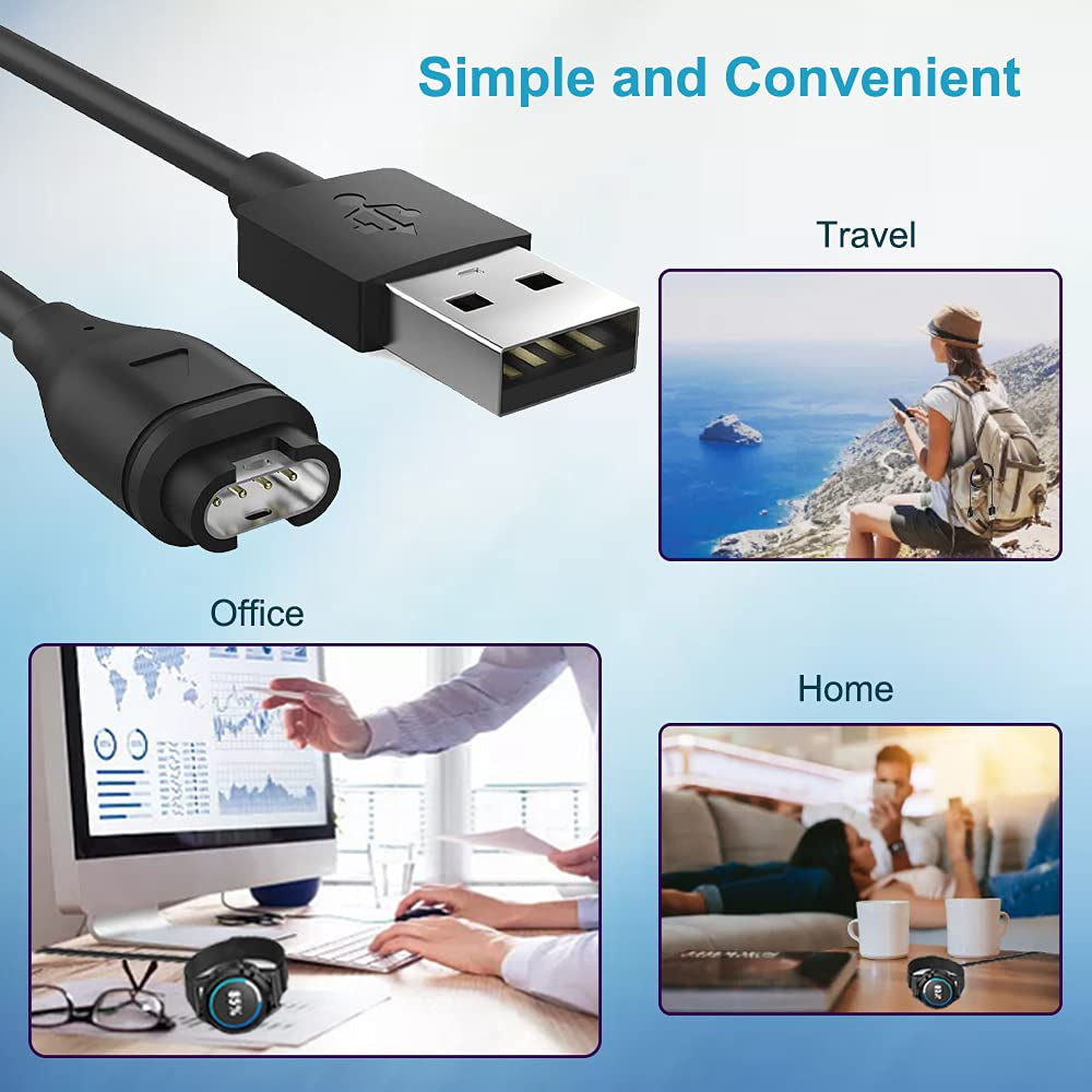 EXMRAT Compatible with Garmin Forerunner 245 Charger, Charging Cable + Black Dust Plug Anti-Dust Plugs for Garmin Forerunner 245 Smart Watch  EXMRAT   