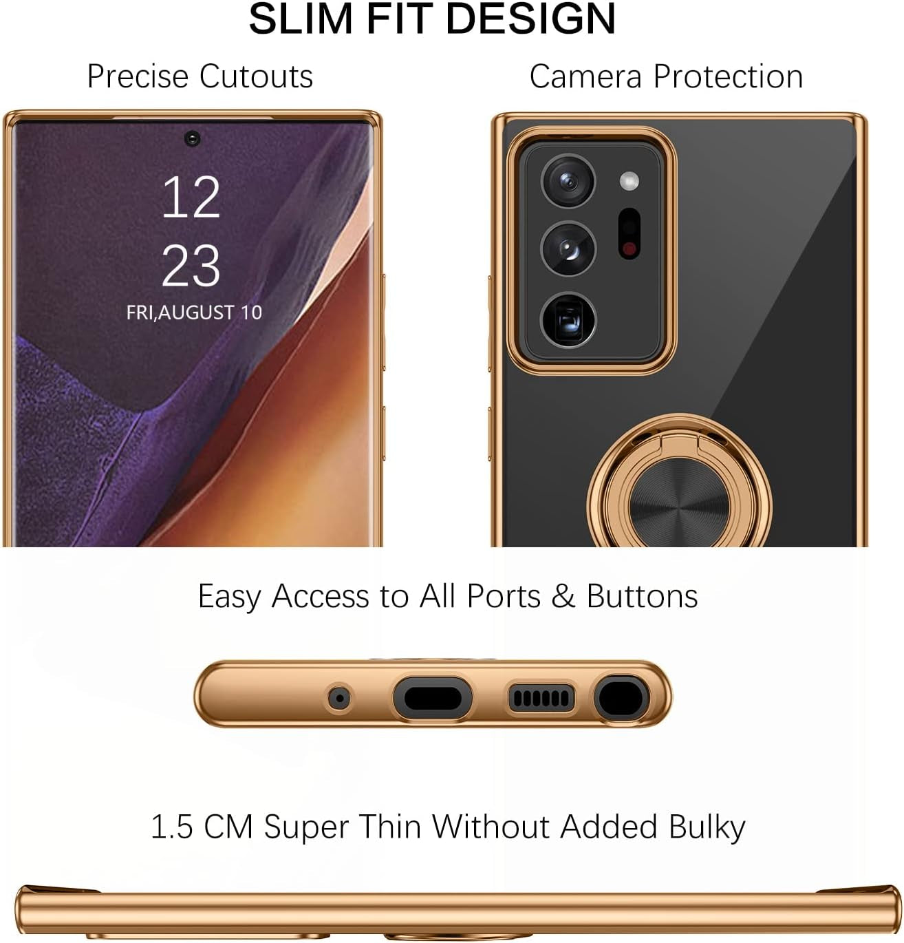 DUEDUE for Samsung Galaxy Note 20 Ultra Case with Ring Holder Kickstand 360 Degree Rotation Magnetic Car Finger Soft TPU Slim Cover Protective Phone Case for Samsung Note 20 Ultra 5G 6.9", Black  DUEDUE   