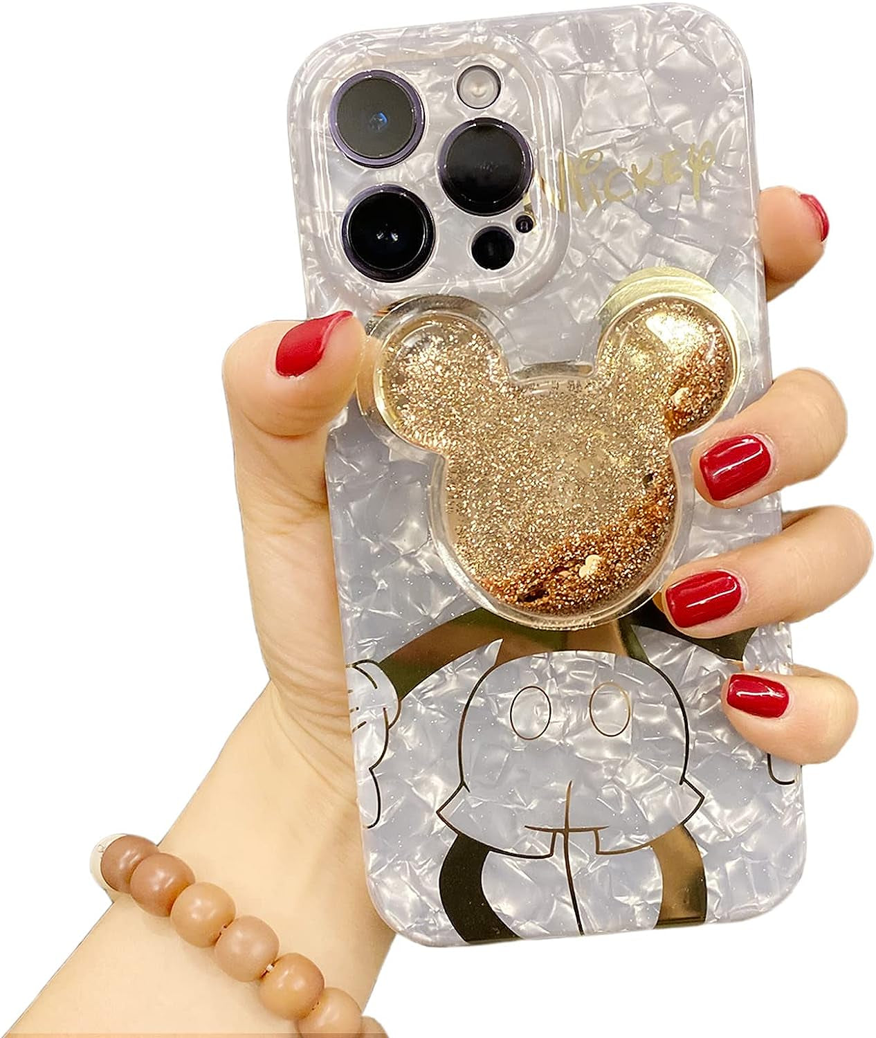 Jerisln Cartoon Case for Iphone 11 Pro Max Cute Golden Minnie Sparkle Bling Cover with Quicksand Holder,Kickstand Soft TPU Shockproof Protective for Women Girls(Iphone 11 Pro Max Minnie 6.5'')  Jerisln Golden/Mickey Iphone 14 Pro(6.1") 