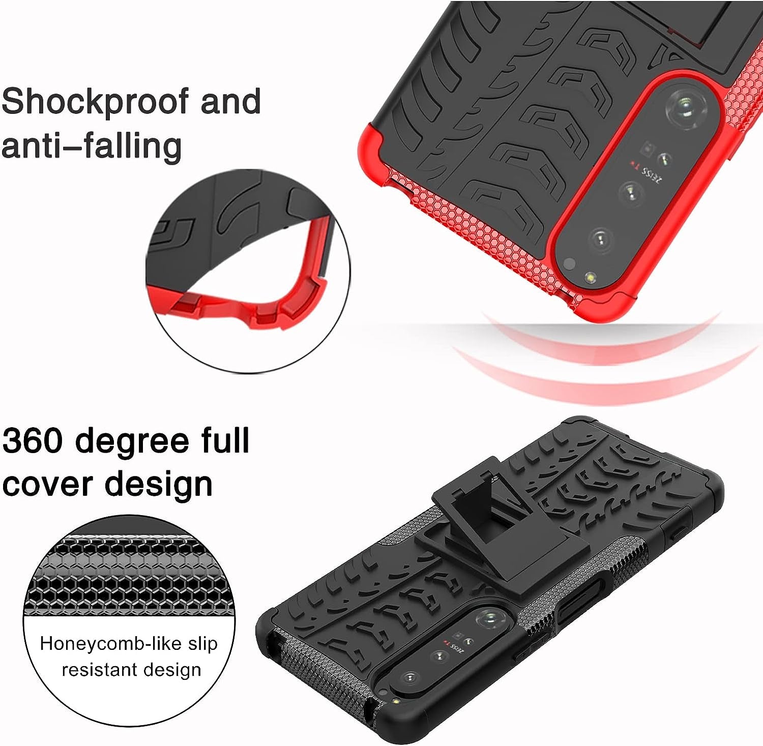 Compatible with Sony Xperia 1 IV with Built-In Kickstand 360° Full Body Shockproof Military Grade Heavy Duty Protective Phone Case for Sony Xperia 1 IV  Joie & Joho   