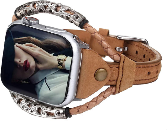 Yukinno Vintage Leather Bands Compatible with Apple Watch Band Women Men 38Mm 40Mm 41Mm Genuine Leather Bracelet Apple Watch Strap Replacement Iwatch Band Series 8 7 6 5 4 3 2 1 SE Ultra, Khaki  Yukinno   