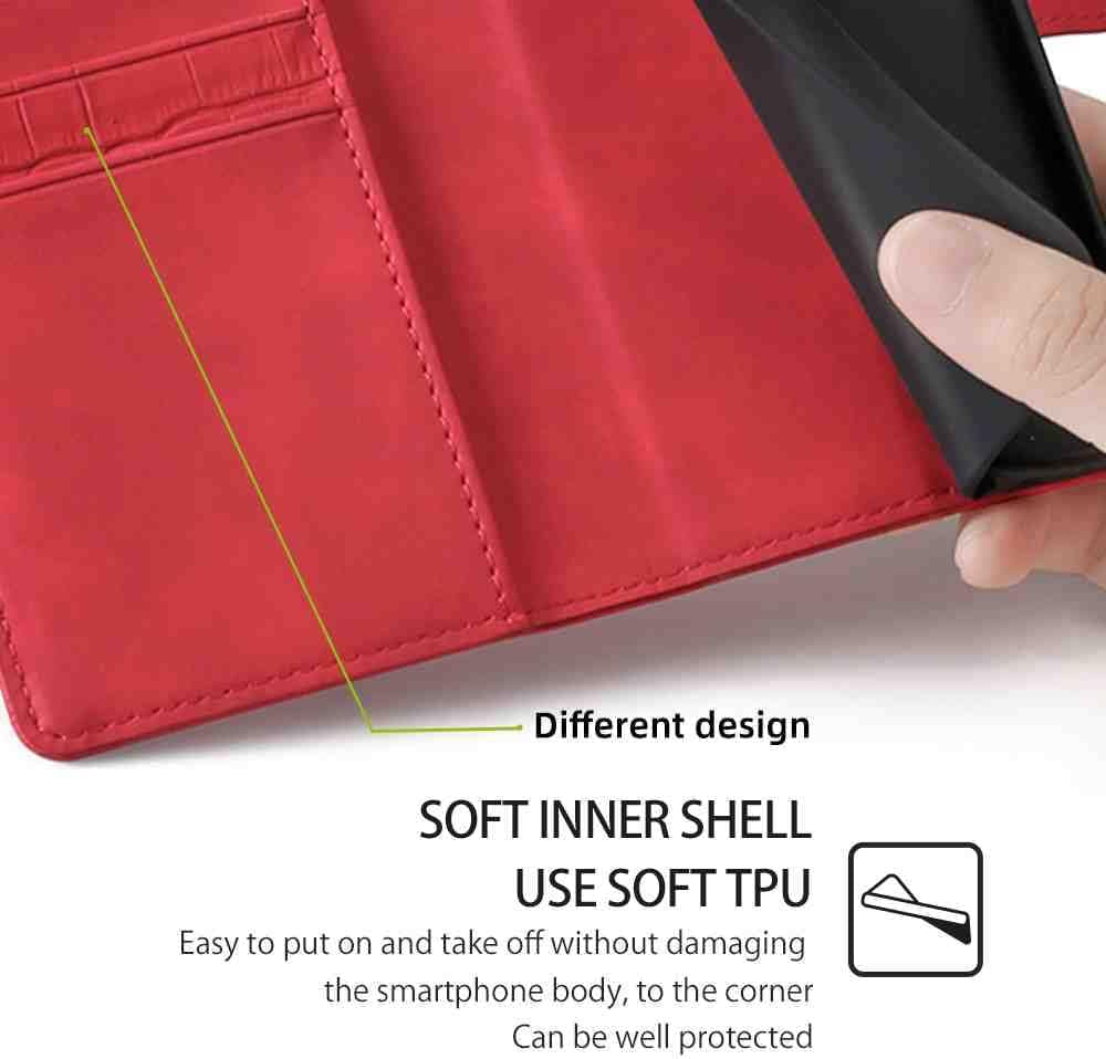 Mojiery Phone Cover Wallet Folio Case for LG V30, Premium PU Leather Slim Fit Cover for LG V30, 3 Card Slots, Good Design, Red  MojieRy   