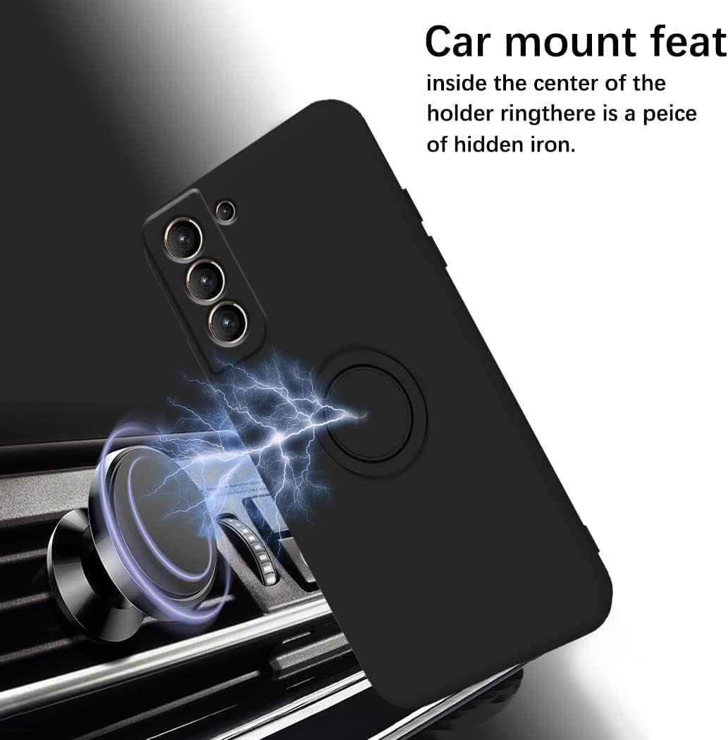 Case for Xiaomi Poco M4 Pro 5G Silicone Liquid,Soft Gel Microfiber Lining Cushion Bumper for Xiaomi Poco M4 Pro 5G with Ring Holder Kickstand Support Magnetic Case Black  Leton   