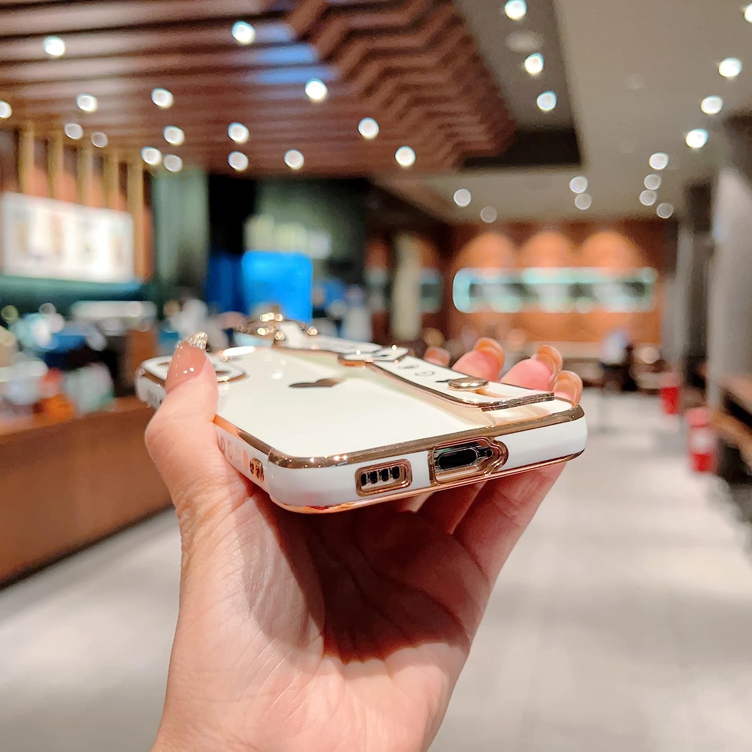 DEFBSC Compatible with Samsung Galaxy S22 plus Case, Electroplated Edge Love Heart Case with Wrist Strap, Full Camera Protection Raised Reinforced Corners Shockproof Soft TPU Cover, White  DEFBSC   