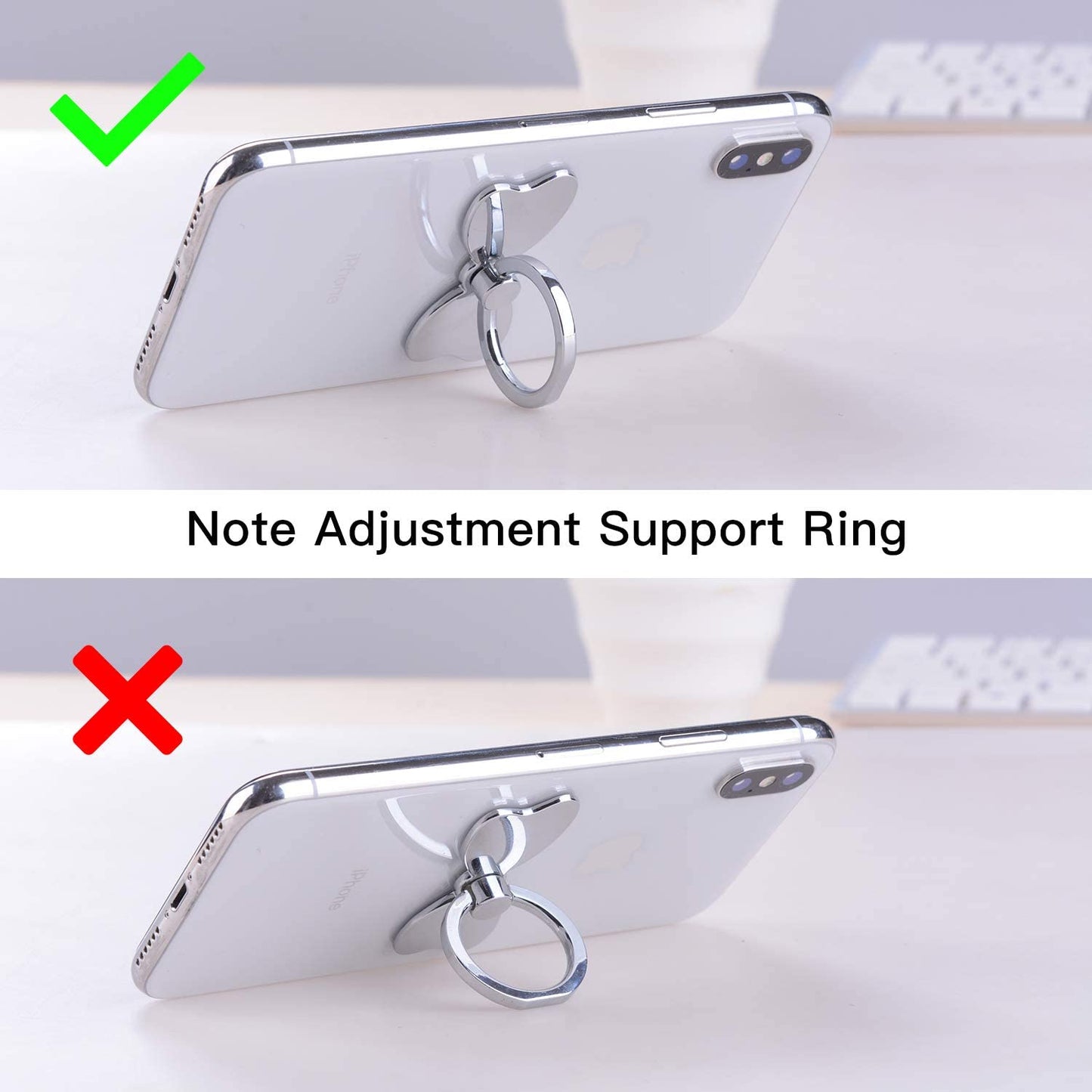 Pzoz Metal Cell Phone Finger Ring Stability Holder Back Stand Collapsible Hand Grip Knob Loop Car Mount Hook Kickstand 360 for Iphone Samsung Galaxy Mobile Cute Accessories (Silver)  pzoz   