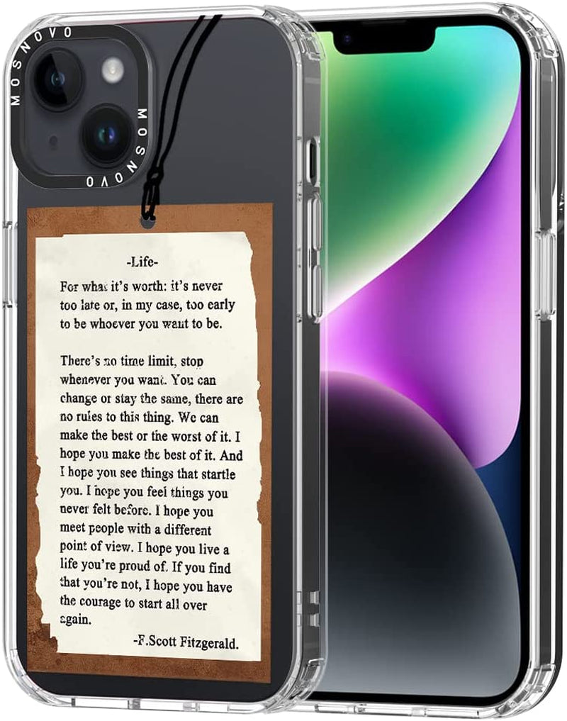 MOSNOVO Compatible with Iphone 14 Case, [Buffertech 6.6 Ft Drop Impact] [Anti Peel off Tech] Clear TPU Shockproof Bumper Phone Case Cover with Evil Eyes Designed for Iphone 14 6.1"  MOSNOVO Life Quote  