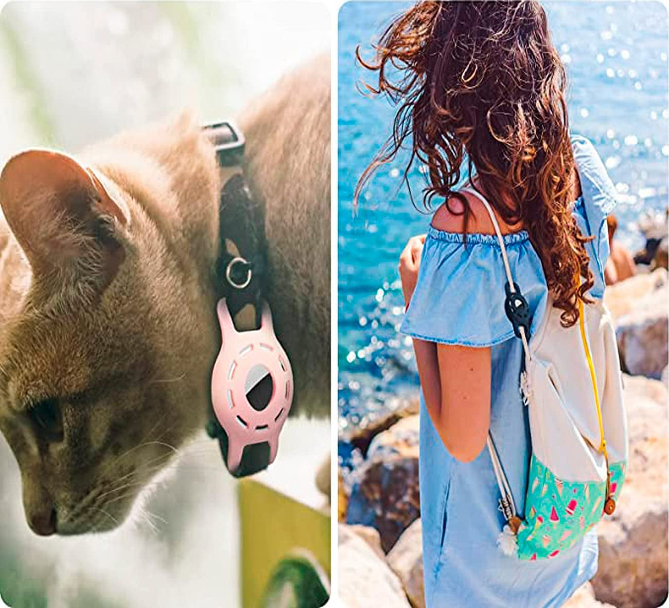 MARVAL Petneeds Airtag Cat Collar Holder, 2 Pack Protective Air Tag Case for Dog Collar within 1/2 Inch, 4 B Black  MARVAL   