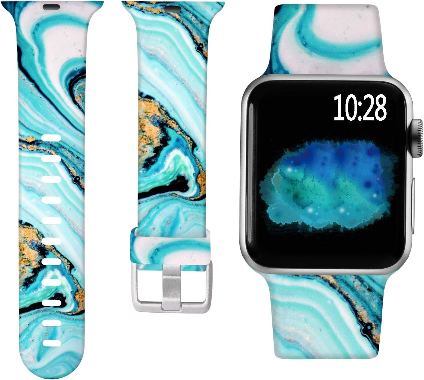 Laffav Compatible with Apple Watch Band 41Mm 40Mm 38Mm Iwatch SE & Ultra & Series 8/7/6/5/4/3/2/1 for Women Men, Sexy Leopard, S/M  Laffav Cyan Galaxy 38/40/41MM M/L 