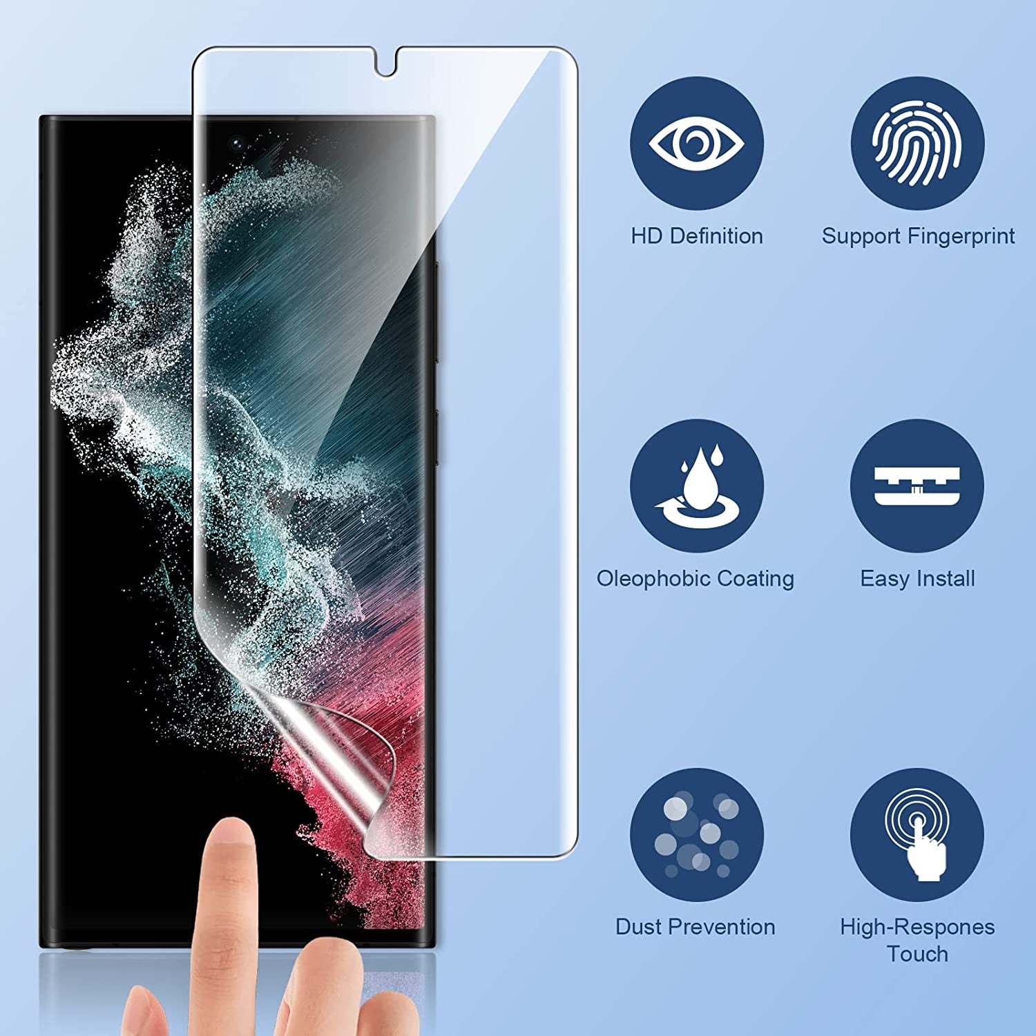 LK [3 Pack for Samsung Galaxy S22 Ultra Screen Protector [Not Glass] [Support Fingerprint Unlock] Bubble Free, with Easy Installation Tool, 3D Curved Max Coverage for S22 Ultra 6.8-Inch  LK   