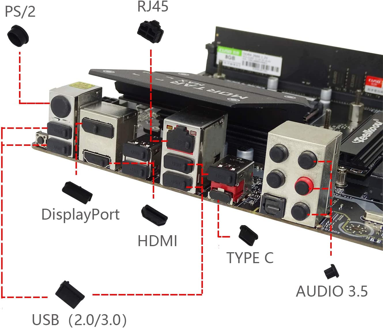 Anti Dust Plug,Hfeix Silicone Cap Computer Port Cover PC Interface Stopper Socket Protecor Kit Black (Black 44)  HFEIX   
