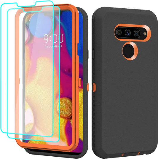 Aimoll-88 for LG V40 Thinq Case, LG V40 Case, with 2 X Screen Protector Full Body Triple Layer Hybrid Protective Cover Rugged Heavy Duty Shockproof Phone Case for LG V40 Thinq (Black/Orange)  Aimoll-88   