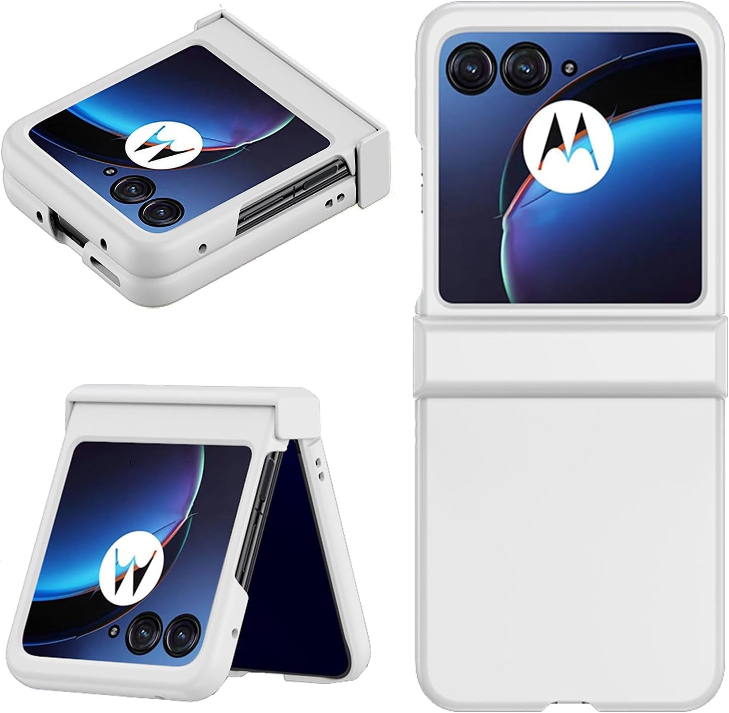 Designed Case for Moto Razr plus 2023 Case,[Full Cover Hinge Protection][Hard PC Slim Phone Case][Support Wireless Charging][Shockproof Anti-Slip] for Motorola Razr+ 2023 5G 6.9" (Apricot)  ZMPHG White  