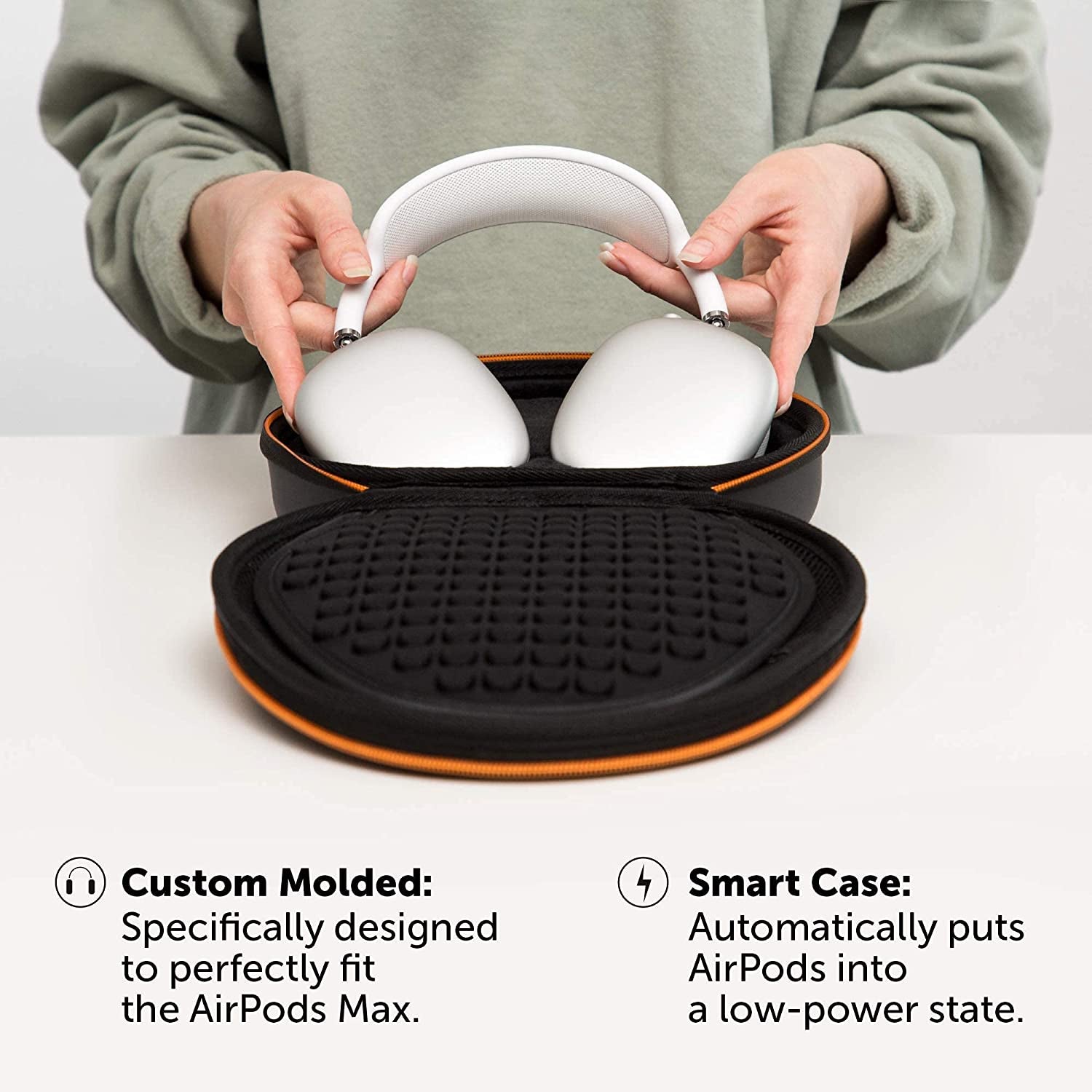 Vibeside Premium Smart Case for Airpods Max with Sleep Mode and Interior Mesh Pocket - Organizer Travel Carrying Case for Headphones - Protective Cover Storage Bag for Airpods Max Accessories  VIBESIDE   