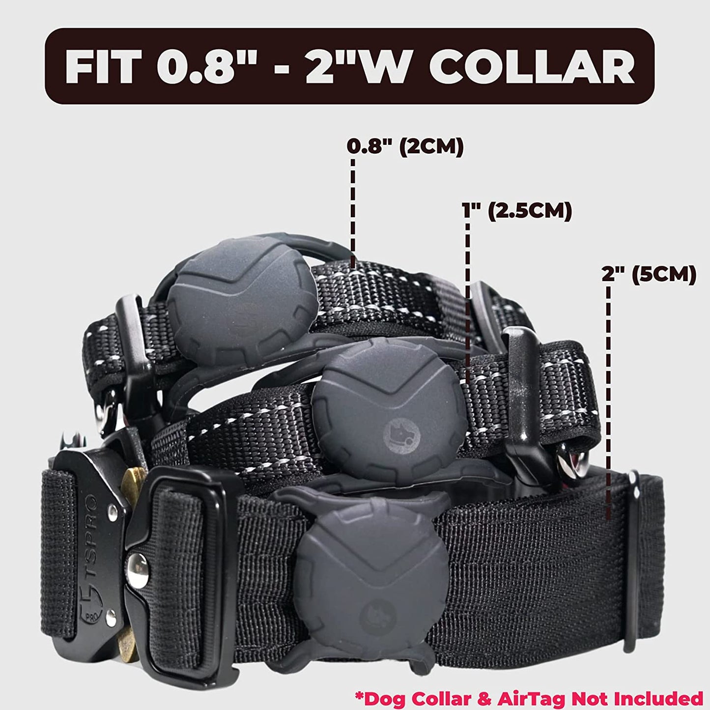 FOSSA Airtag Dog Collar Holder, Large Dog Airtag Holder, Waterproof Dog Collar Airtag Holder, Cat Air Tag Tracker Case  Fossa   