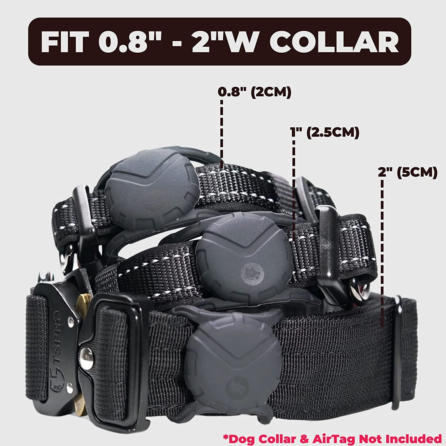 FOSSA Airtag Dog Collar Holder, Large Dog Airtag Holder, Waterproof Dog Collar Airtag Holder, Cat Air Tag Tracker Case  Fossa   