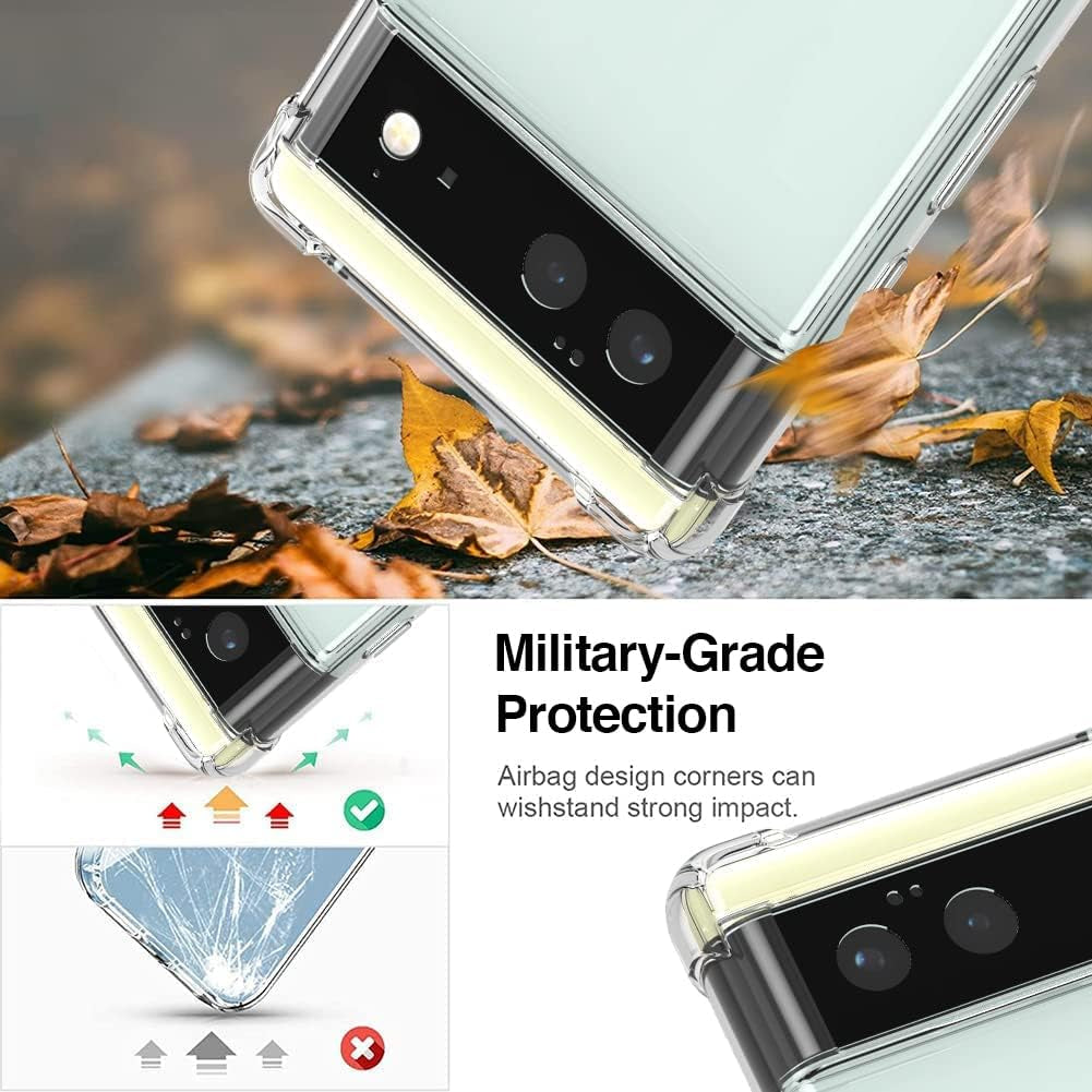 KIOMY Google Pixel 6 5G Case Diamond Clear with Hybrid anti Yellow Design Hard PC Back Shell with TPU Raised Bezel Shockproof Bumper Protective Ultra Transparent Slim Fit and Thin Cell Phone Cover  KIOMY   