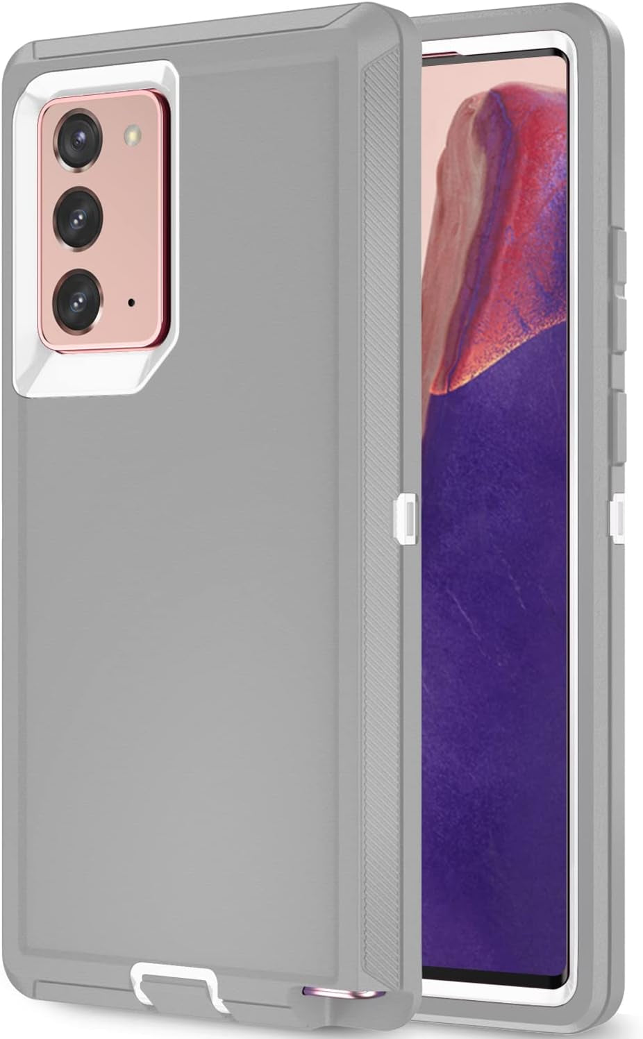 Galaxy Note 20 Case for Samsung Galaxy Note 20 Case Military Drop Shockproof Armor Heavy Duty Rugged 3 in 1 Protection Cover for Galaxy Note 20 Phone Case (Purple+Rose Red)  TORRTOWAY Grey+White  