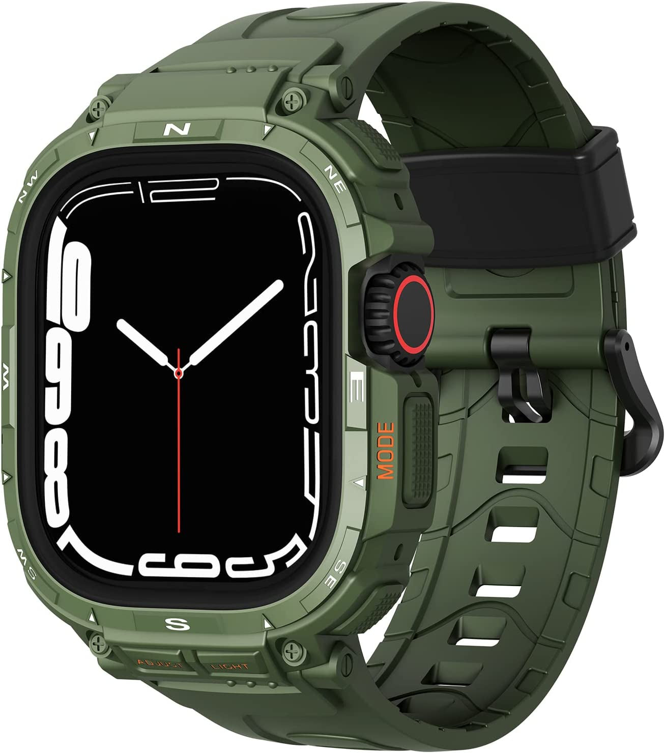 TAURI Bands with Bumper Case Compatible for Apple Watch Ultra 49Mm, [Upgraded Sport Series Design] Adjustable Rugged Cover Strap with Powerful Shockproof for Iwatch Ultra 49Mm, Men Black  TAURI Green 42/44/45mm 