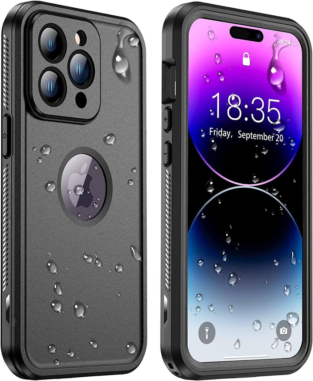 Temdan [Real 360] for Iphone 14 Case Waterproof, Built-In 9H Tempered Glass Camera Lens & Screen Protection [14FT Military Dropproof][Full-Body Shockproof][Dustproof][Ip68 Underwater] Phone Case  Temdan Black iPhone 14 Pro Max 
