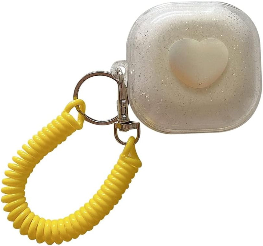 CASEVERSE Case for Samsung Galaxy Buds2 Pro/Galaxy Buds 2/Galaxy Buds Pro/Galaxy Buds Live, Cute Transparent Soft TPU Cover with Keychain for Girls Women  CASEVERSE Yellow  