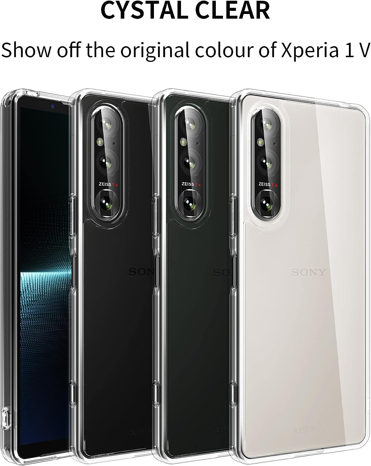 Foluu for Sony Xperia 1 V 2023 Case, Hard PC Back & Soft TPU Bumper Protective Shockproof Case for Sony Xperia 1 V 5G 2023 Crystal Clear  Foluu   