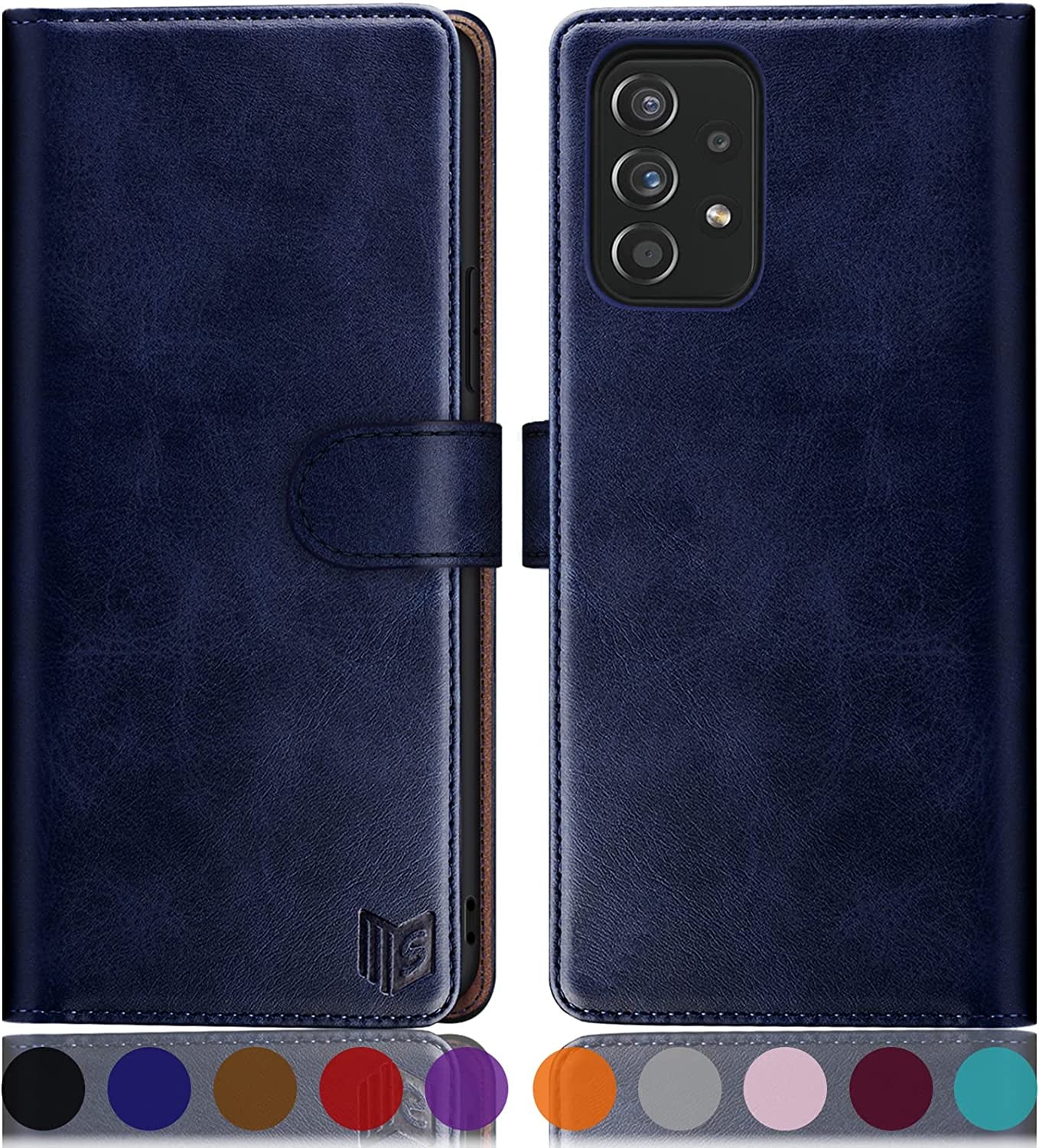 SUANPOT for Samsung Galaxy A53 5G Leather Wallet Case with RFID Credit Card Holder Flip Folio Book Phone Case Shockproof Cover for Women Men for Samsung A53 Case Wallet Light Brown  SUANPOT Blue  