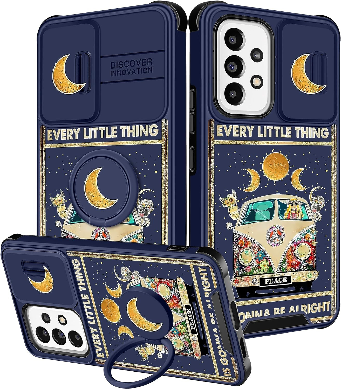 Funermei (2In1 for Samsung Galaxy A53 5G Phone Case for Women Cute Girls Cover Butterfly Girly Kawaii Aesthetic Butterfly Design with Camera Cover and Ring Stand Funda for Samsung A53 5G Case  Funermei 5-For A53 5G-Little Bus  