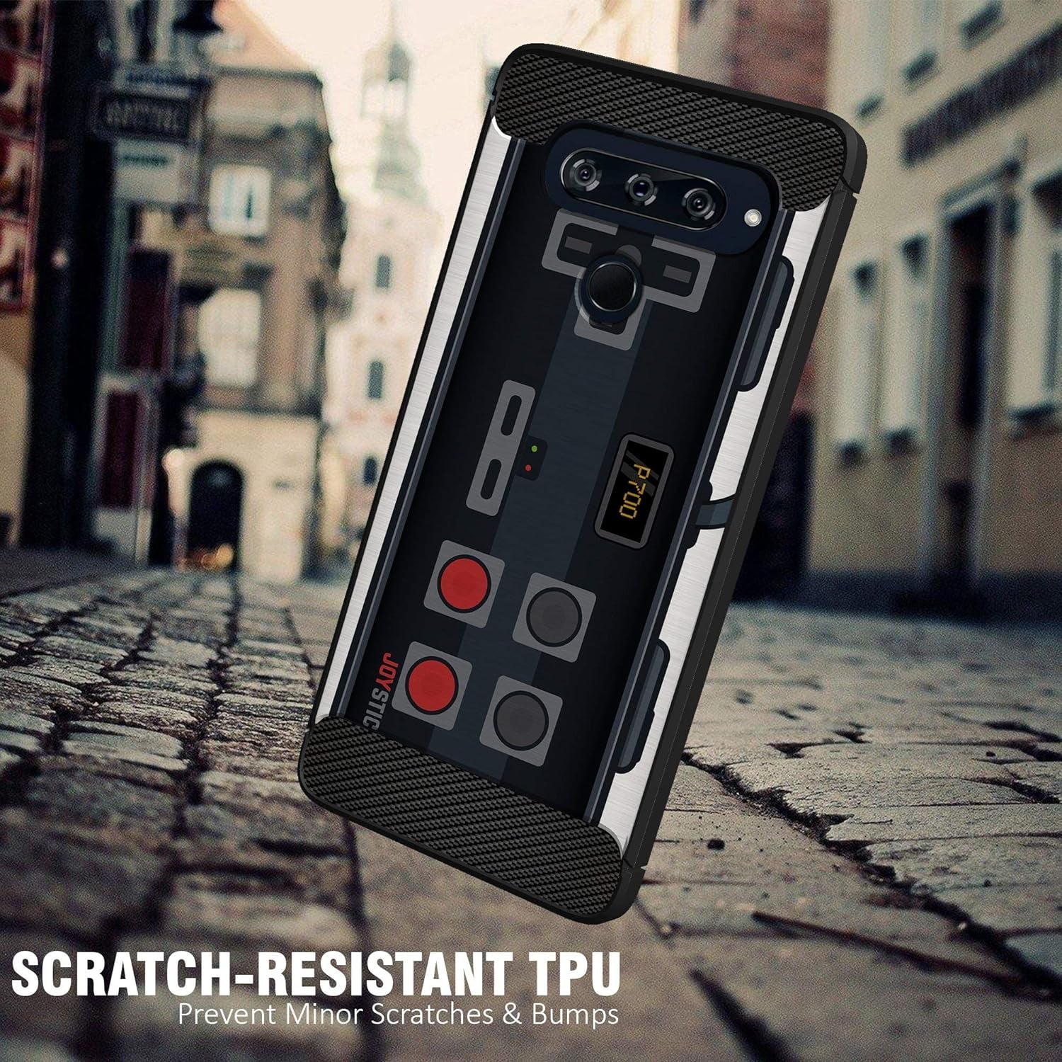 Casesondeck Case Compatible with [LG G8 Thinq/Lg G8] Pictorial Patterned TPU Design Case Flexible Slim and Elegant (Black Retro Control)  CasesonDeck   