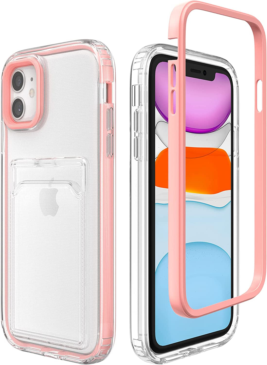 ZCDAYE Clear Wallet Case for Iphone 13(6.1 Inches), Iphone 13 Case with Card Holder, Slim Soft TPU Shockproof Clear Phone Case for Iphone 13(6.1 Inches) - Pink  ZCDAYE Pink Iphone 12 