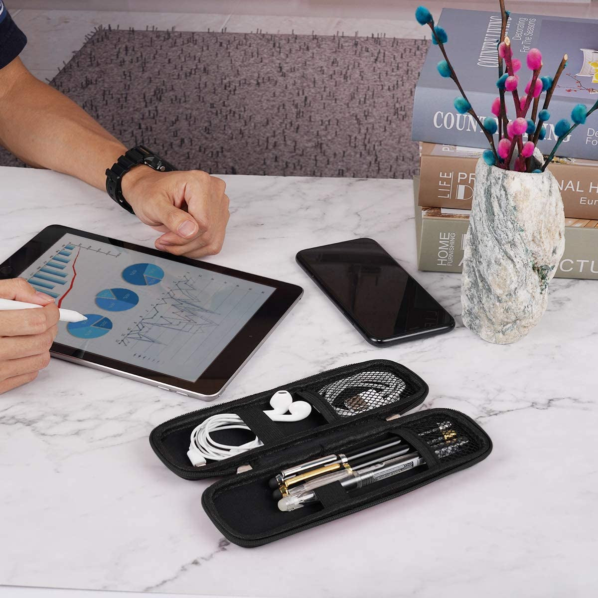 Idream365 Apple Pencil Case Holder,Slim EVA Carrying Case/Bag/Pouch/Holder for Apple Pencils,Executive Fountain Pen,Ballpoint Pen,Stylus Touch Pen-Black  iDream365   