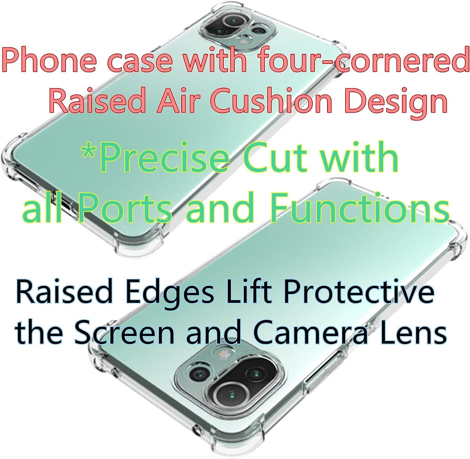 HUANGTAOLI Case Compatible with Xiaomi 11 Lite 5G NE, Slim Soft TPU Shockproof Transparent Crystal Clear Phone Case Cover with Corner Bumper  HUANGTAOLI   