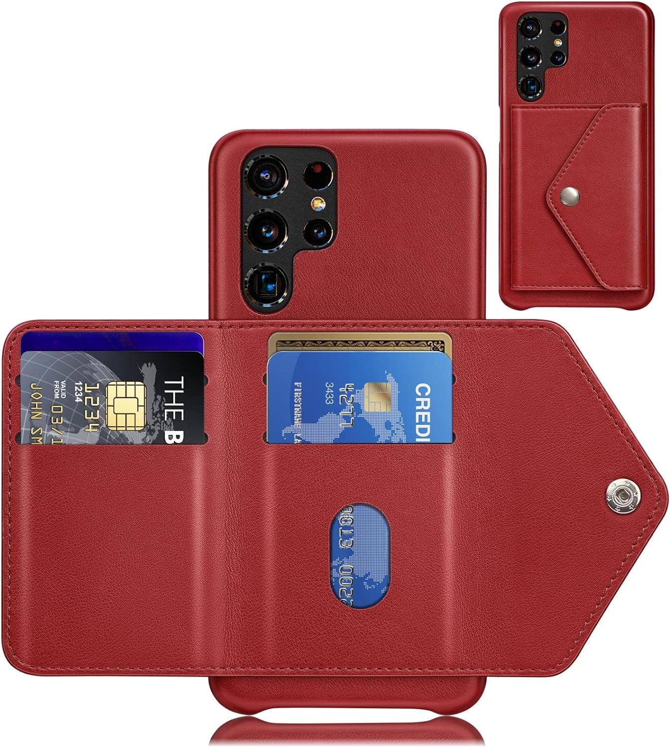 SUANPOT for Samsung Galaxy S22 Ultra Wallet Case Credit Card Holder,Pu Leather Flip Folio Book Phone Case Cover Women Men for Samsung S22 Ultra Case Wallet (Ivory)  SUANPOT Red-Back Wallet  