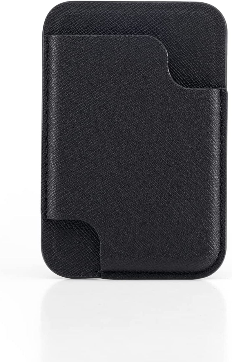 GALAPPLE White Faux Leather Magsafe Wallet with Card Slot at Front, Scratch Resistant Dectable Magnetic Credit Card Holder Compatible with Iphone 14 13 12 Series & Phone Magsafe Case(Max 3 Cards)  GALAPPLE Black Max 3 Cards with Front Hole 