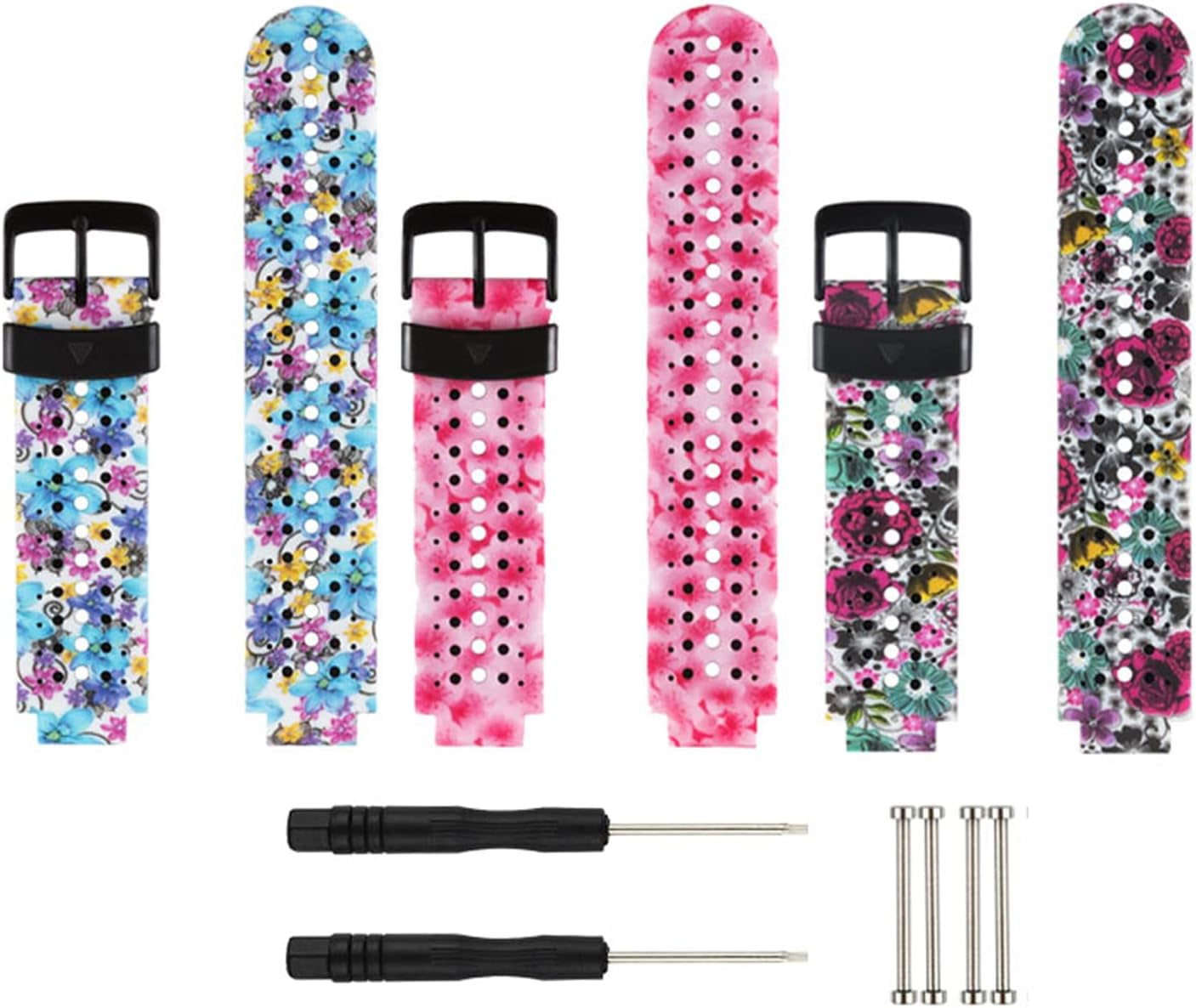 Replacement for Garmin Forerunner 235 / Garmin Approach S20 S5 S6 Watch Band Accessory, Adjustable Silicone Solid&Pattern Strap Wristband for Forerunner 220/230/620/630/735Xt/235Lite…  kiugi 3 Pack-Pattern-Style B  