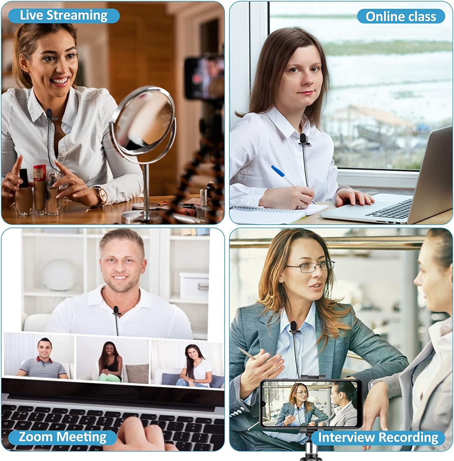 Lavalier Microphone - Lapel Microphone with Clip - 20Ft, Professional Omnidirectional Recording Lav Mic Compatible with Phone, Camera, PC, Mac OS, for Video/Interview/Vlogging, with Headphone Jack  HEHOTTC   