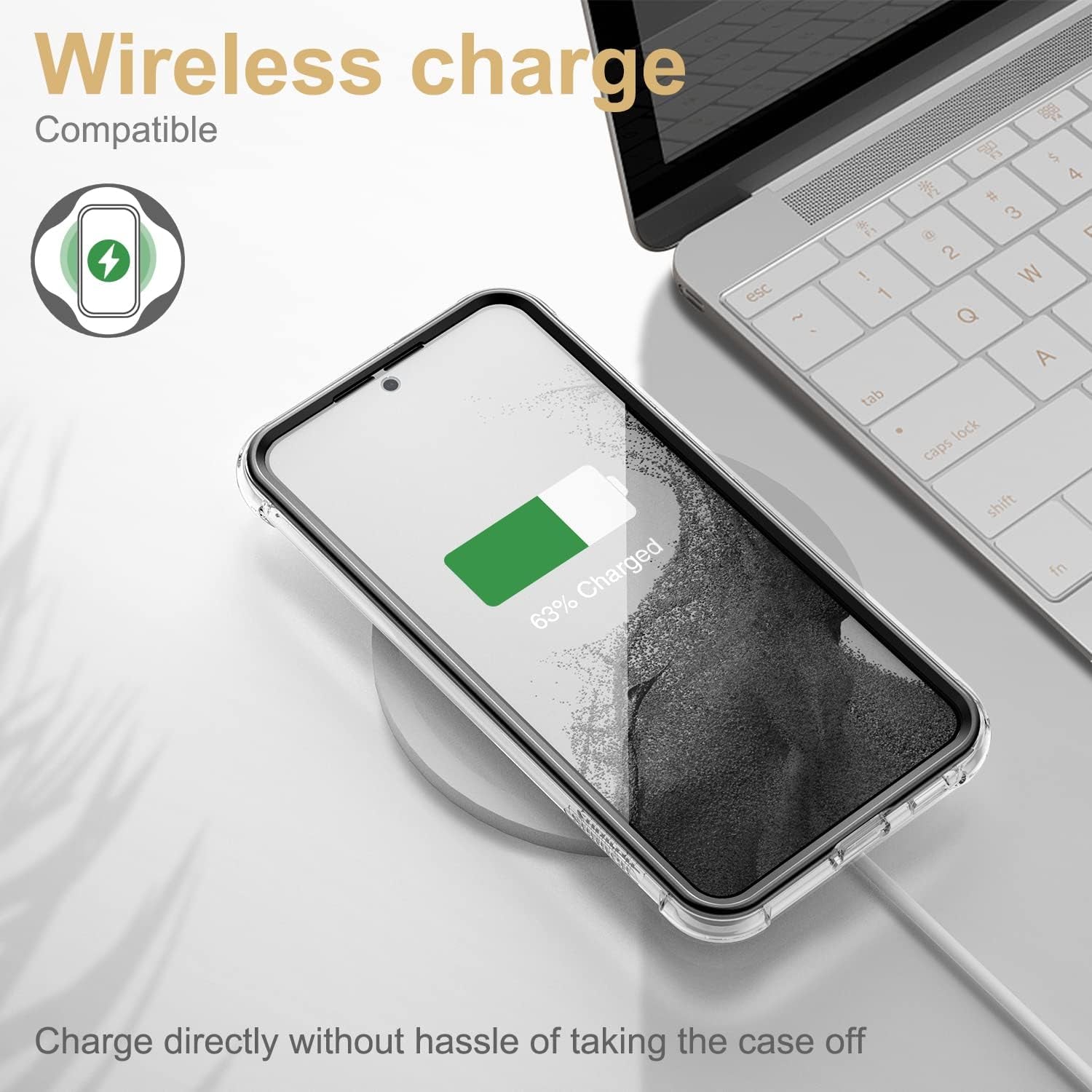 SURITCH for Samsung Galaxy S22+ plus Clear Case 6.6" (Only), [Built-In Screen Protector] Full Body Protective Hard Shell+Soft TPU Phone Case for Samsung S22 plus -(Black Edge)  SURITCH   