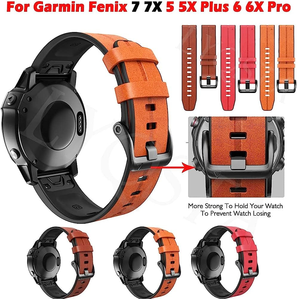IRJFP 22 26Mm Silicone Bracelet Watchbands Quickfit Straps for Garmin Fenix 7X 7 6 6X Pro 5X 5 D2/Tactix 7 Leather Smart Watch Bands  IRJFP   