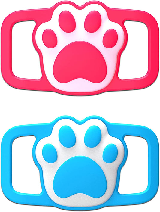 Wustentre Airtag Holder for Large Dog Collar, 2 Pack Air Tag Dog Collar Holder, Airtags Accessories Big Pet Loop Holder, Lightweight Soft Silicone Airtag Case anti Scratch anti Lost (Pink+Blue)  Wustentre-US   